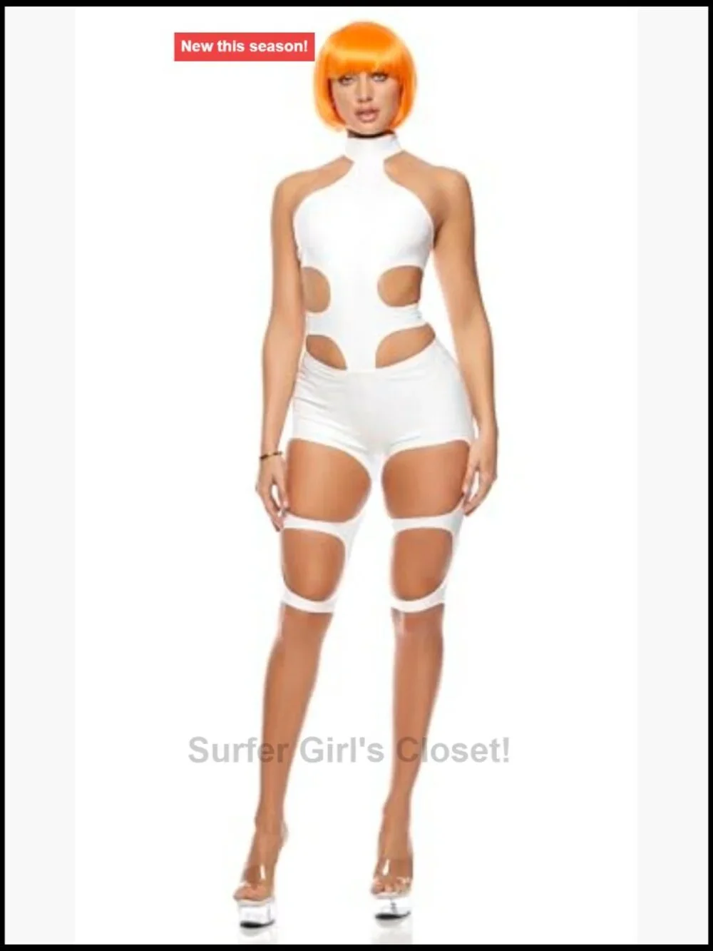 Futuristic Strappy Stretchy Bodysuit Costume with Cutouts